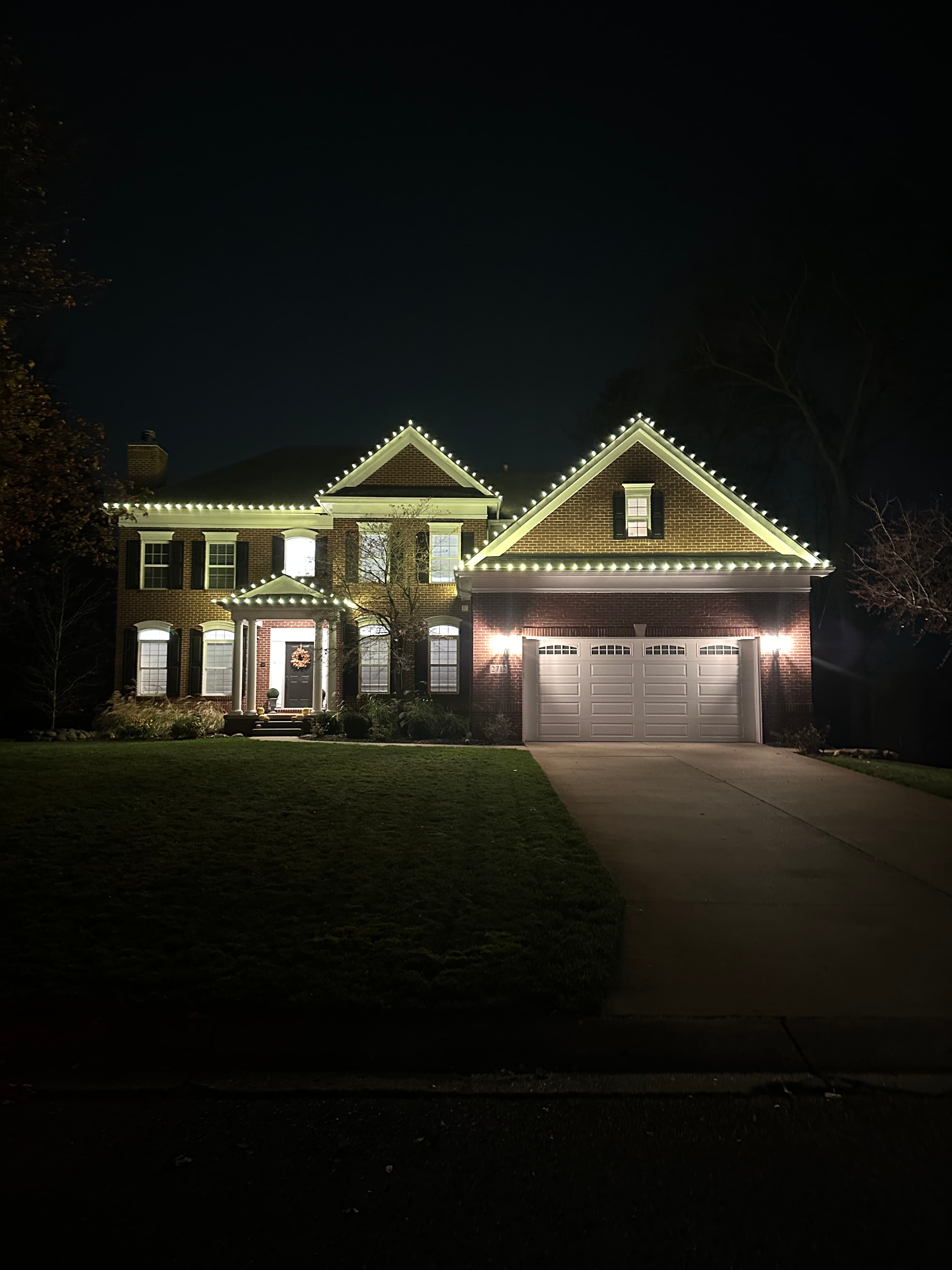 Festive home with holiday decorations and lights